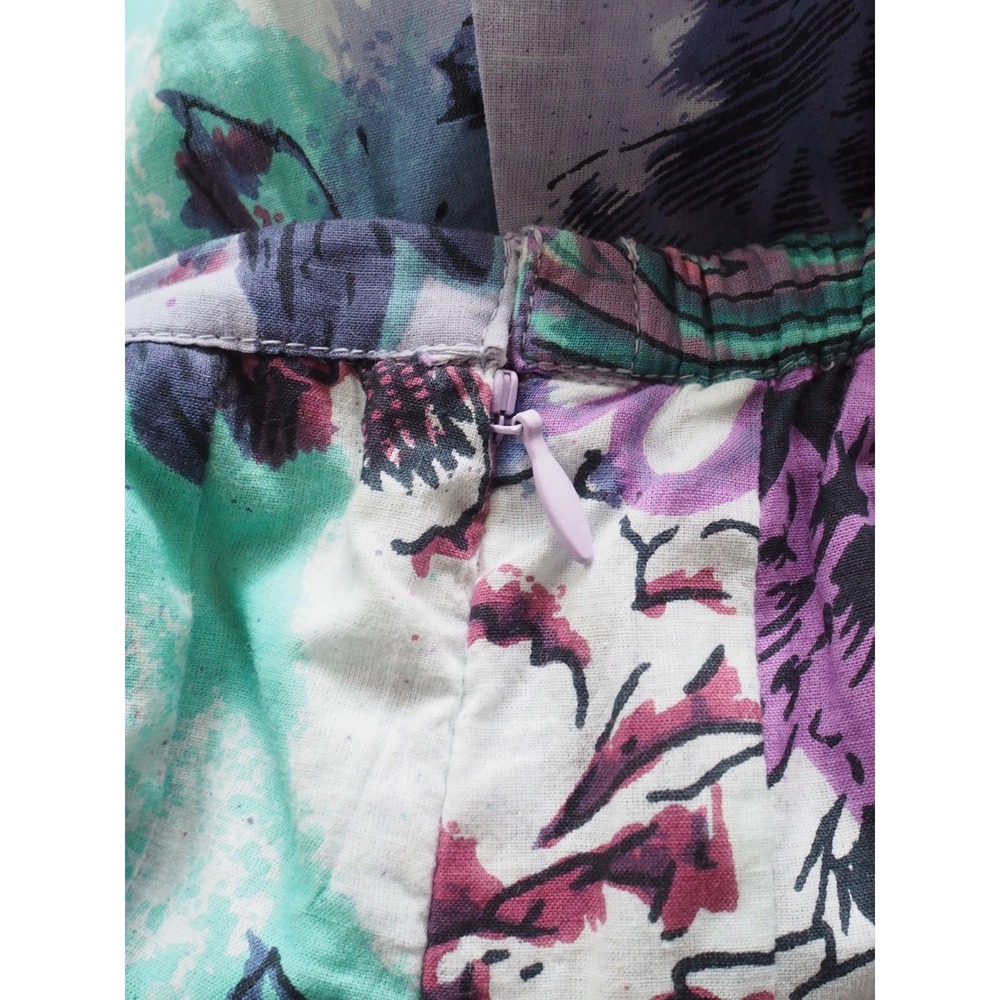 Vintage Casual Studio Cotton Floral Purple Pleated Midi Skirt XL Good Lined - Picture 3 of 11